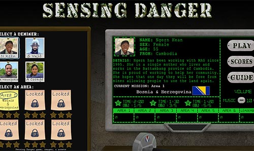 Screenshot of the Sensing Danger online game