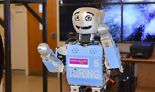 A smiling robot in the Robotics Laboratory