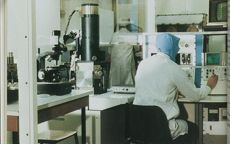 Student working in microfabrication facility