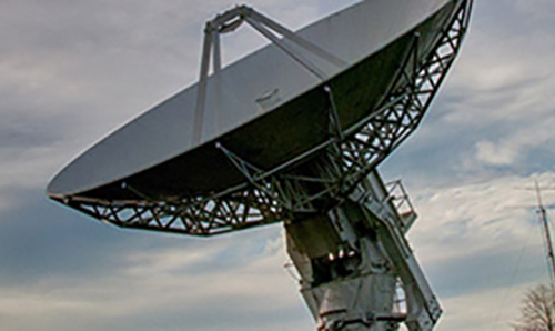 Upwards-facing satellite dish