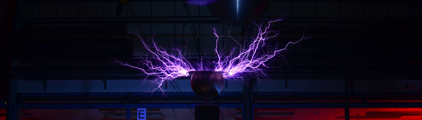 An electrical charge being generated in the High Voltage Lab